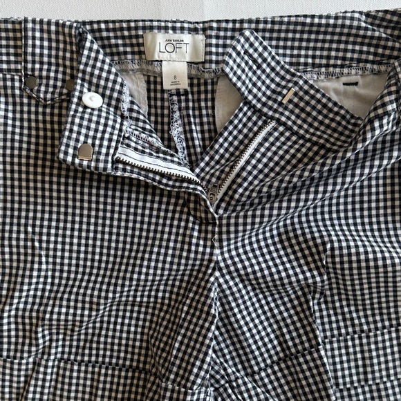 LOFT Black White Gingham Shorts Size 8 Cuffed Hem Summer Picnic Style - Picture 8 of 8